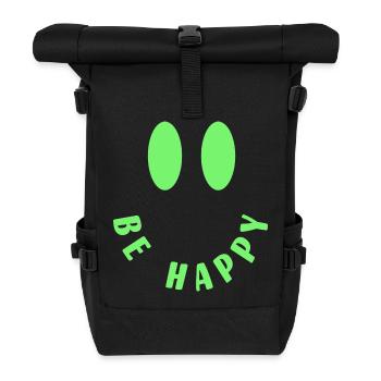 Be Happy - Smile - Positive Thinking - Roll Top Backpack - black - Front