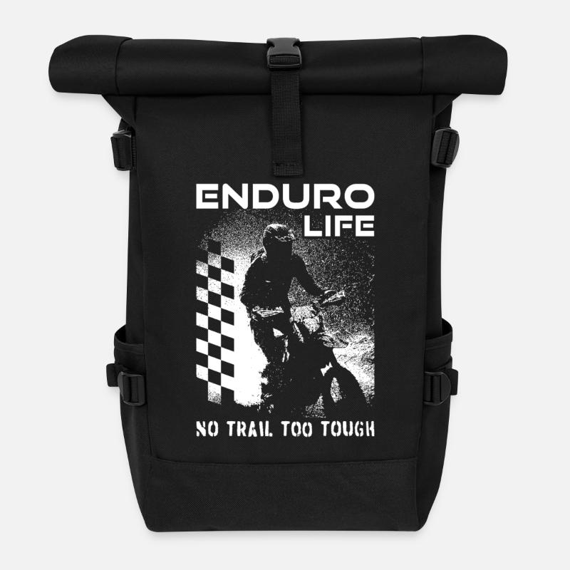 Enduro - Dirt Bike Rider - Roll Top Backpack - black