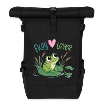 Verliebter Frosch auf Seerose - Rolltop Rucksack - Schwarz - Vorne