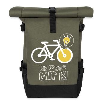 Creative bike with light bulb design - Roll Top Backpack - olive/black - Front
