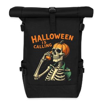 Halloween Skull with Pumpkin - Roll Top Backpack - black - Front