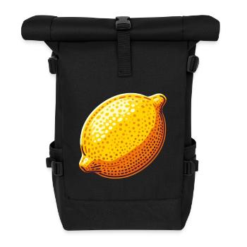 Leuchtend gelbe Pop-Art-Zitrone - Rolltop Rucksack - Schwarz - Vorne