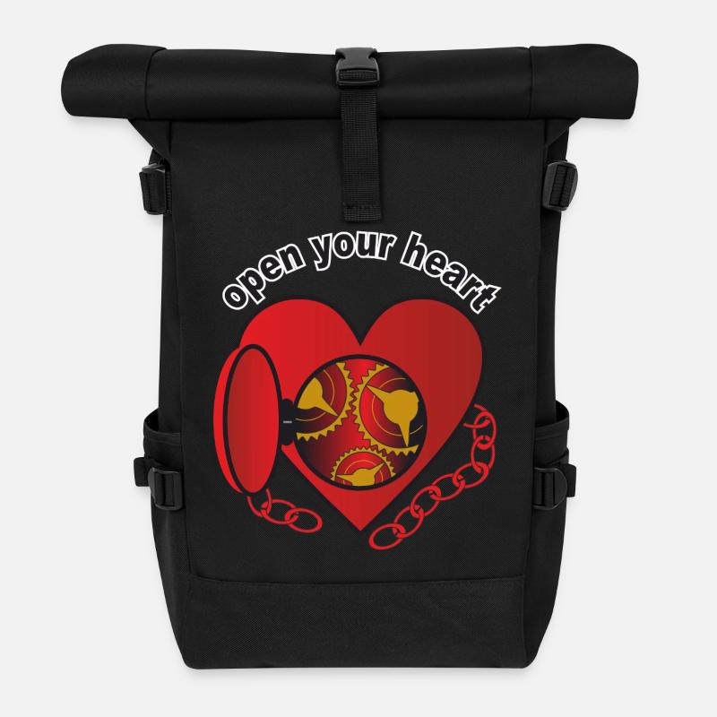 open_your_heart - Rolltop Rucksack - Schwarz