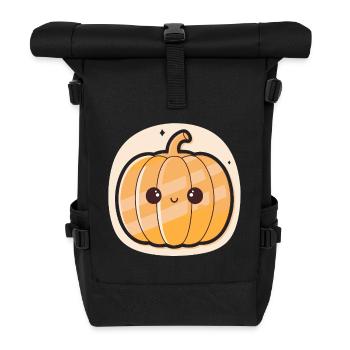 Citrouille kawaii lumineuse - Sac à dos roll top - noir - Devant