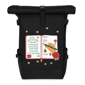 Wunschzettel Christkind  - Rolltop Rucksack - Schwarz - Vorne