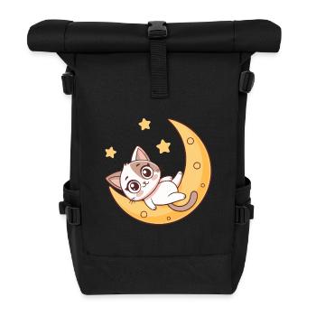 Traumhaftes Kätzchen auf dem Mond - Rolltop Rucksack - Schwarz - Vorne