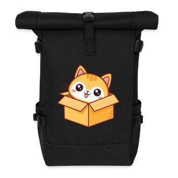 Boxed kawaii kitten - Roll Top Backpack - black - Front