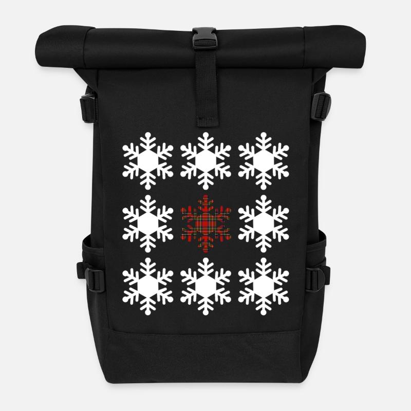 Tartan-Schneeflocke - Rolltop Rucksack - Schwarz
