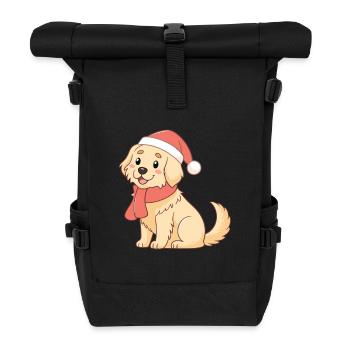 Dog Christmas Warm Drawing - Roll Top Backpack - black - Front