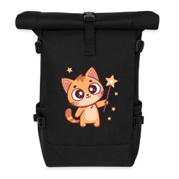 Sternenzaubererkatze - Rolltop Rucksack - Schwarz - Vorne