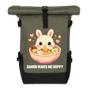 Le ramen me rend heureux - Sac à dos roll top - olive/noir - Devant