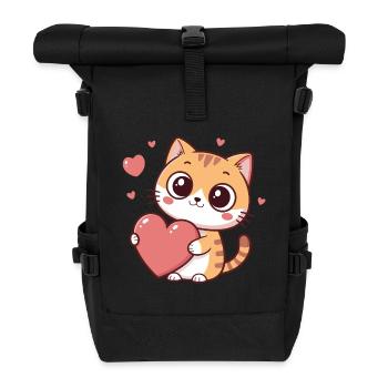Chat cœur kawaii amoureuse - Sac à dos roll top - noir - Devant