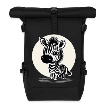 Süßes Zebra – Niedliches Tiermotiv - Rolltop Rucksack - Schwarz - Vorne