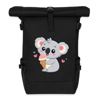 Koala gourmand pastel avec glace - Roll Top Backpack - black - Front