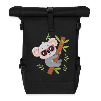 Koala plugged into tropical branch - Roll Top Backpack - black - Front