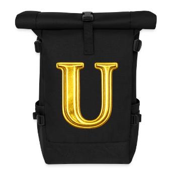 Golden U Monogram - Roll Top Backpack - black - Front