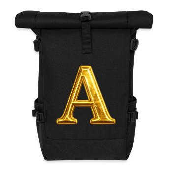 Golden A – Typographie brillante - Sac à dos roll top - noir - Devant