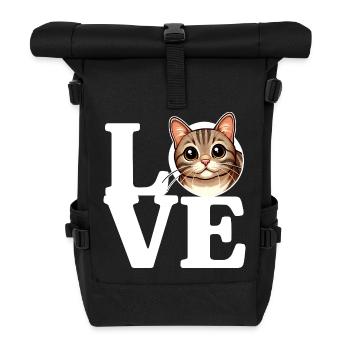 J’ADORE Chat tigré Amoureux des chats Drôle - Sac à dos roll top - noir - Devant