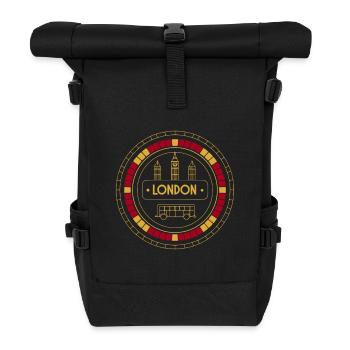 Gold London und Bus-Patch - Rolltop Rucksack - Schwarz - Vorne