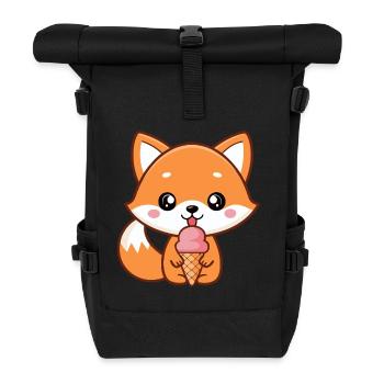 Renard gourmand glace pastel - Roll Top Backpack - black - Front
