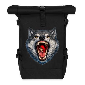 Wolf head with Little Red Riding Hood - Roll Top Backpack - black - Front