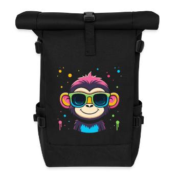 Affen-Neonbrillen - Rolltop Rucksack - Schwarz - Vorne