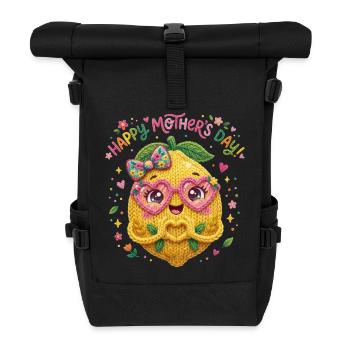 Muttertag Zitrone Herzhände - Happy Mother's Day  - Rolltop Rucksack - Schwarz - Vorne