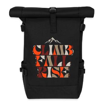 Retro Mountain Climb - Rolltop Rucksack - Schwarz - Vorne