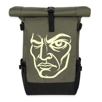 Portrait abstrait « L’Observateur » - Sac à dos roll top - olive/noir - Devant