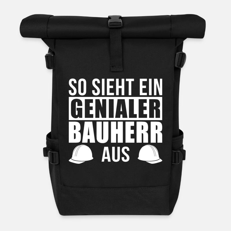 Genialer Bauherr - Rolltop Rucksack - Schwarz