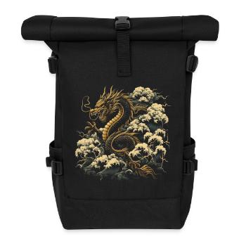 Goldener Chinesischer Drache - Rolltop Rucksack - Schwarz - Vorne