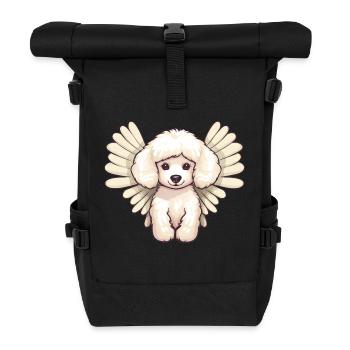 Süßer weißer Pudel mit Engel-Flügeln - - Rolltop Rucksack - Schwarz - Vorne