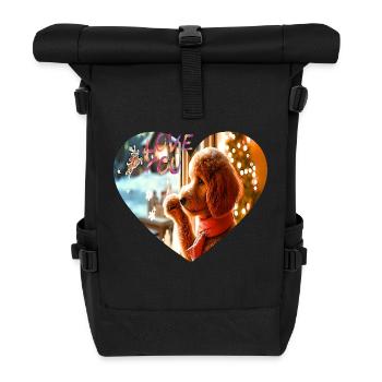 Welpenherz am Fenster - Rolltop Rucksack - Schwarz - Vorne