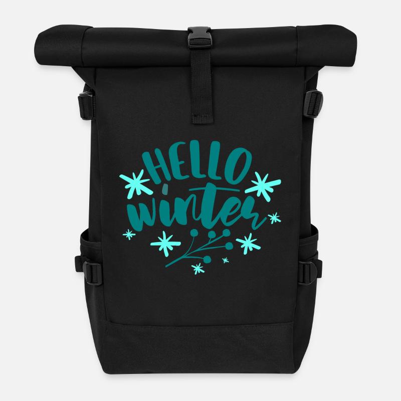 Hello Winter - Roll Top Backpack - black