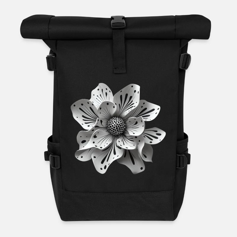 Blume Edelweiss Abstrakt - Rolltop Rucksack - Schwarz