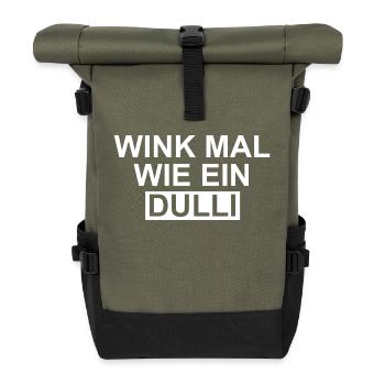 Wink mal wie ein Dulli - Rolltop Rucksack - Olive/Schwarz - Vorne