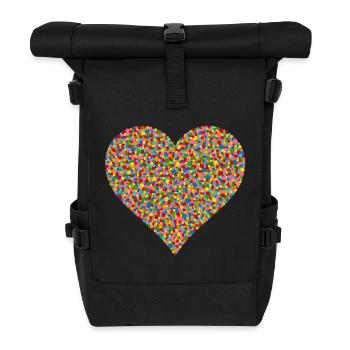 Confetti Heart - Roll Top Backpack - black - Front