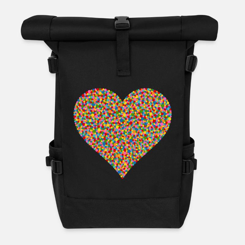 Konfetti Herz - Rolltop Rucksack - Schwarz
