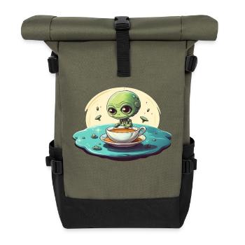 Green Alien Coffee Coffee Drinker - Roll Top Backpack - olive/black - Front