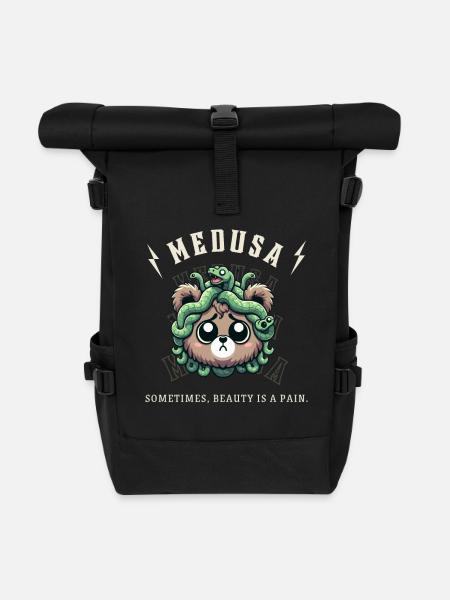 Sometimes beauty is a pain Cute Medusa Bear - Roll Top Backpack - black