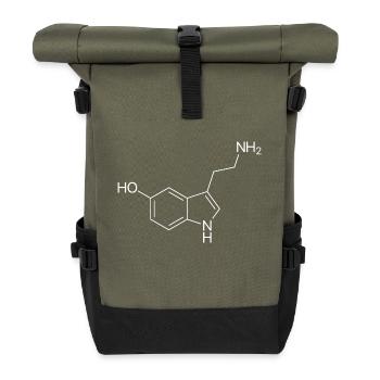 Serotonin Strukturformel - weiß - Rolltop Rucksack - Olive/Schwarz - Vorne