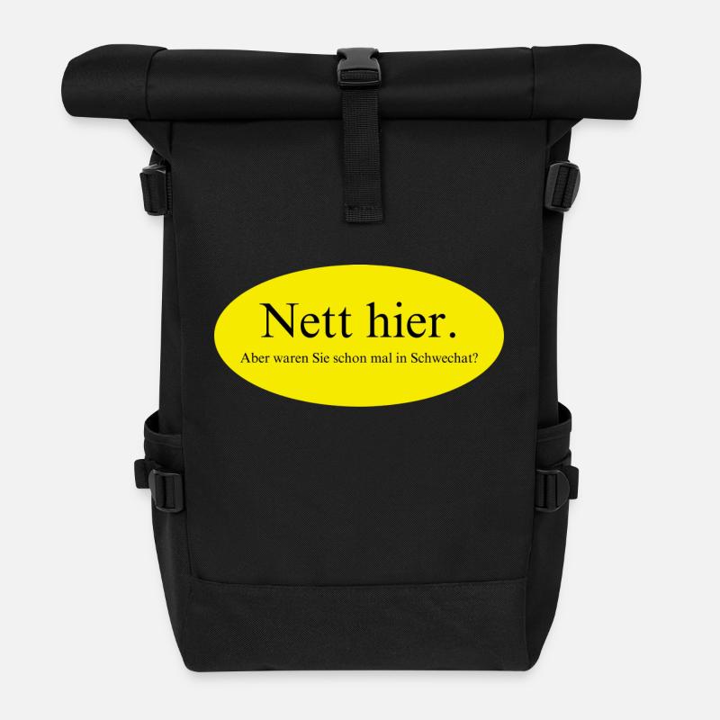 Nett hier, aber waren Sie schon mal in Schwechat? - Rolltop Rucksack - Schwarz
