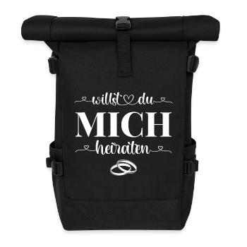 Heiratsantrag Willst Du mich heiraten - Rolltop Rucksack - Schwarz - Vorne
