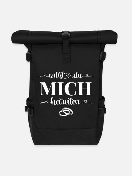 Heiratsantrag Willst Du mich heiraten - Rolltop Rucksack - Schwarz
