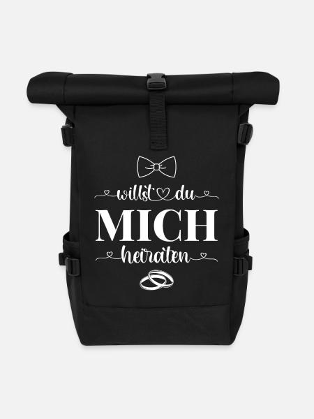 Willst Du mich heiraten - Rolltop Rucksack - Schwarz