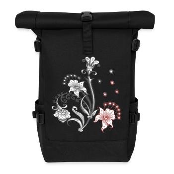 Flower tendril - Roll Top Backpack - black - Front