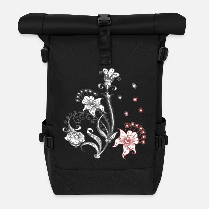 Vrille de fleur - Sac à dos roll top - noir