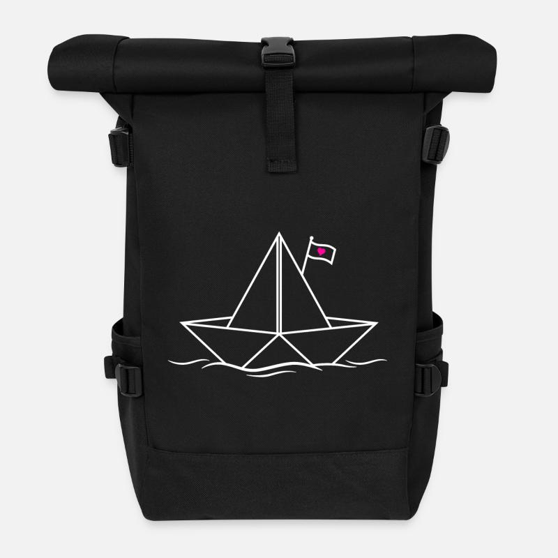 Papierboot Papierschiff Boot Schiff See Ozean Meer - Rolltop Rucksack - Schwarz