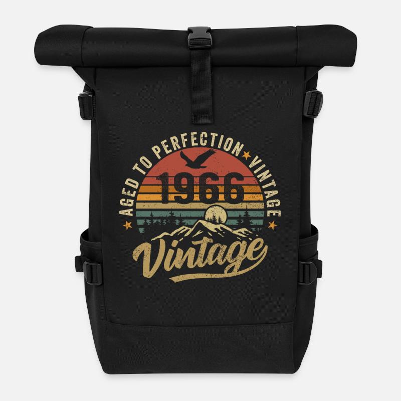 Vintage 1966 Born Legend Birthday Gift - Roll Top Backpack - black
