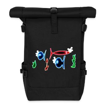 Berlin Friedrichshain Neon Sign - Roll Top Backpack - black - Front